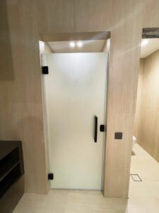 cyrstal frosted hinged glass door 5445