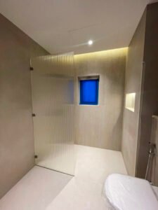 fluted fixed shower glass door 0708