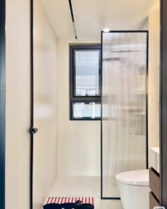 fluted framed fixed glass panel
