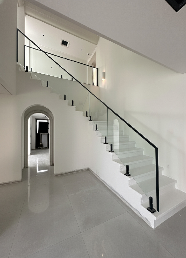 framed railing glass of a staircase framed railing glass of a staircase